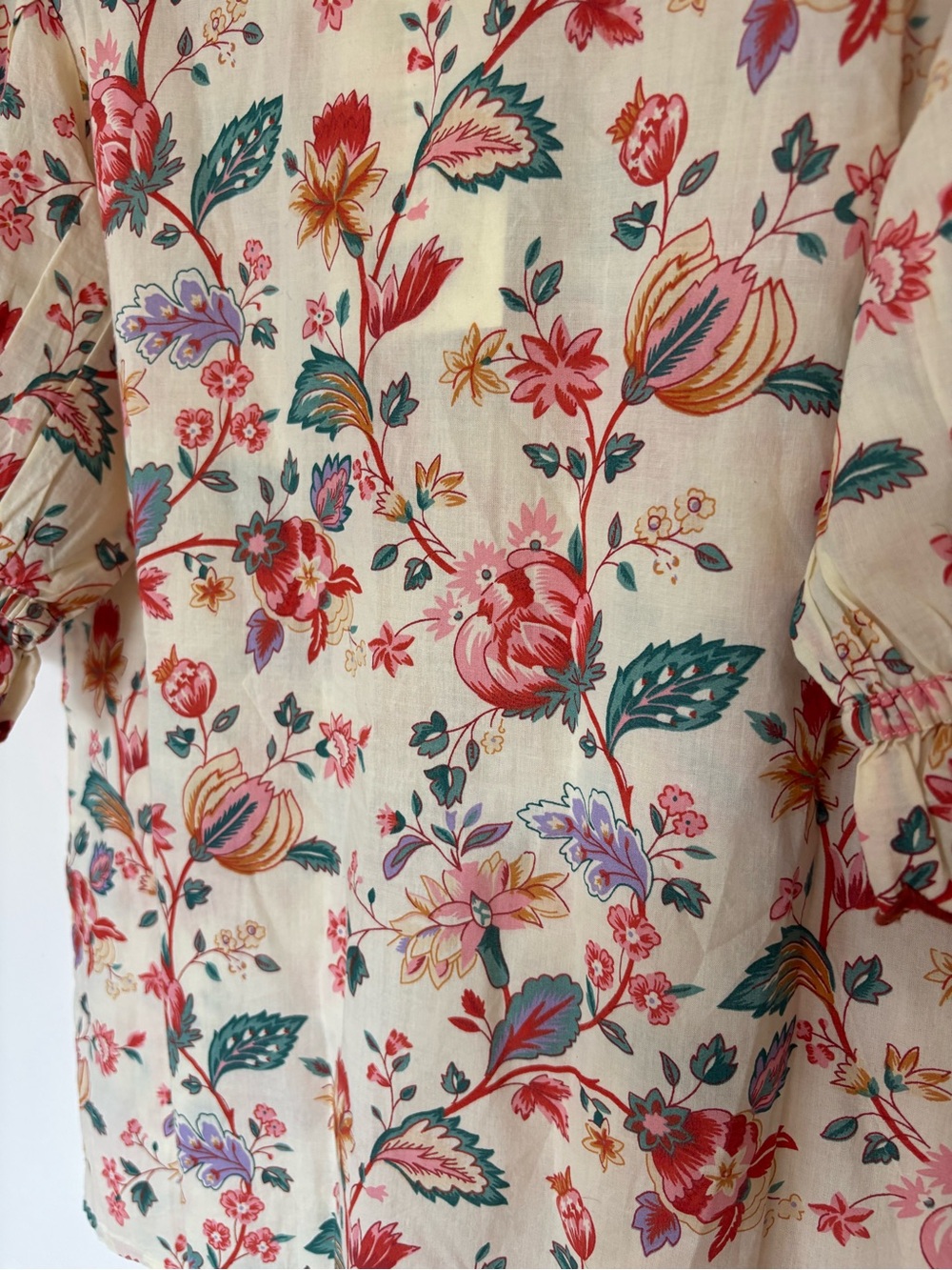 Sézane Maya Blouse Fleurs Indiennes Floral Ruffle Size 34 US 2 NWT - Picture 11 of 16